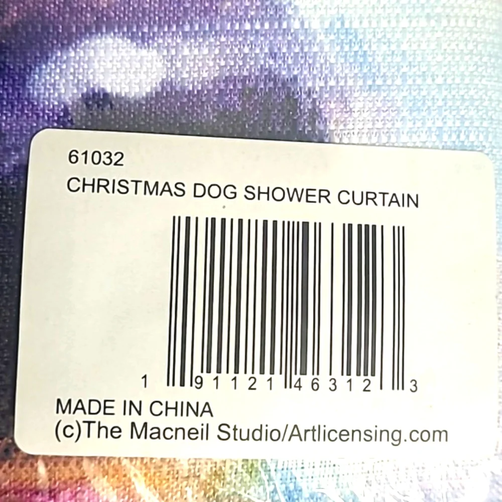 NIB The Macneil Studio Fabric Christmas Dog Shower Curtain